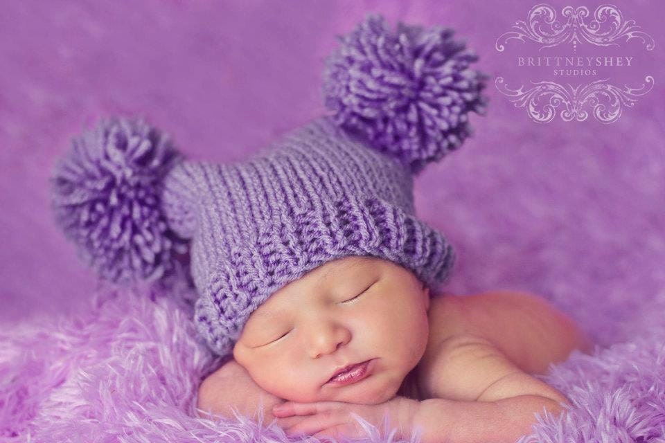 Double Pom Pom Hat Pattern - PDF PATTERN - hat pattern - newborn baby toddler child - photo prop pattern