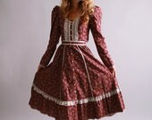 1970s gunne sax blouse and skirt set / 70s prairie blouse skirt / nos vintage fall winter fashion