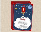 Rocket Launch - Space Ship Children's Party Printable Invitations w/ matching Envelope Address Wraps Il_170x135