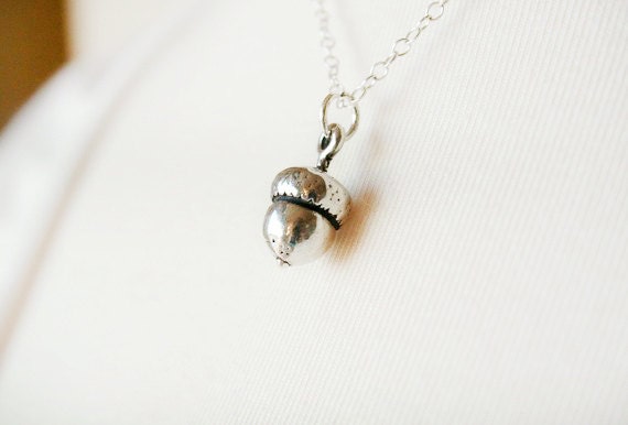 The Solid Sterling Acorn Necklace - simple everyday fall autumn jewelry