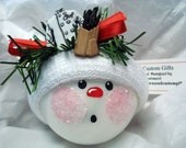 Chef Cooking Snowman Ornament Christmas Tree Bulb Hand Painted Glass Snowball Face Personalized