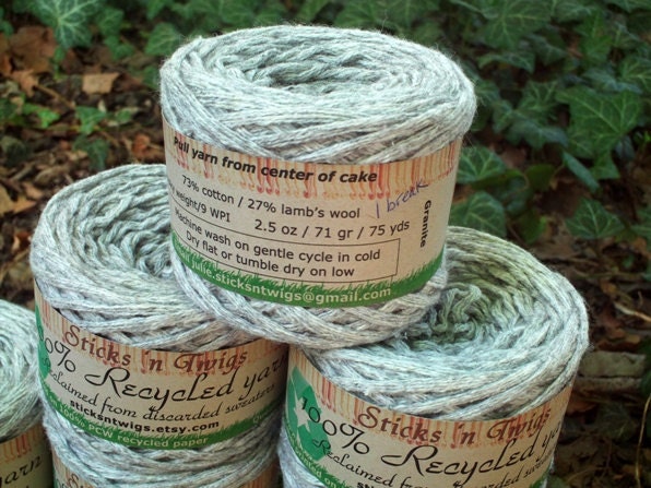 RECYCLED YARN - Granite - cotton/lamb's wool blend - bulky weight