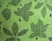 One Yard Green White Black Graphic Leaf Print Mid Century Cotton Fabric