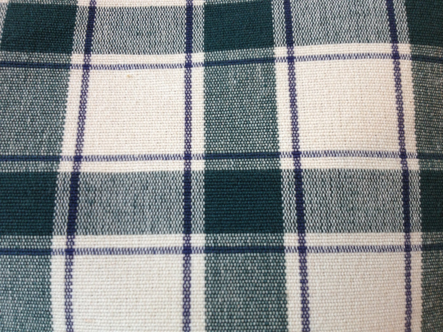 Green and white check 54" wide medium weight home decor fabric