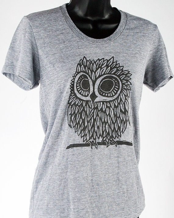 Owl on Tri-Lemon Tri Blend Women's American Apparel T Shirt