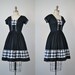 1950s Gingham Day Dress / 50s Black Dress