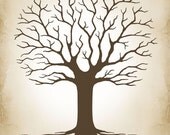 Wedding Tree Guest Book - DIY Printable PDF - Vintage Style Digital Fingerprint Signature Tree 11x14, 16x20, 17x22, 18x24, 20x25 or 24x30