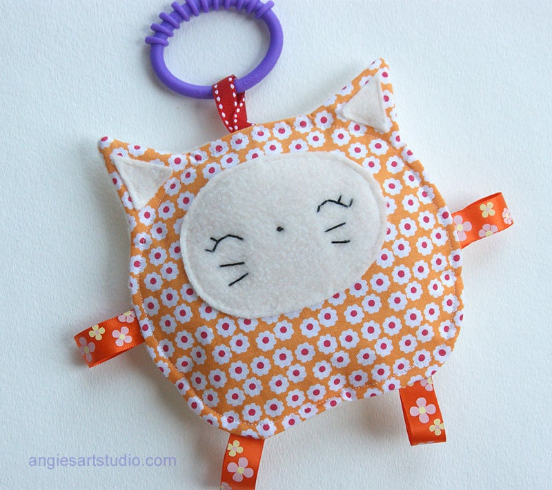 Marmalade the Cat Crinkle Toy comes with Teething Ring Link - Great Baby Girl Gift