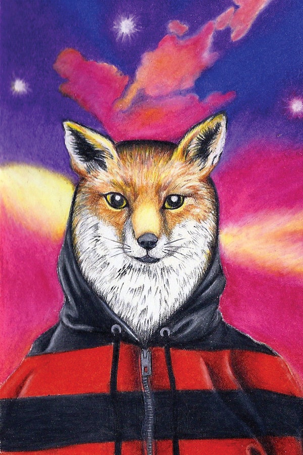 Fox in a Hoodie 5 x 7 Teetoo Art Print