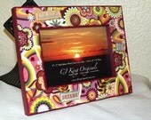 4x6 Wood Photo Frame - Red Pink and Green - Celebrate Dreams Love - hand painted and decorated