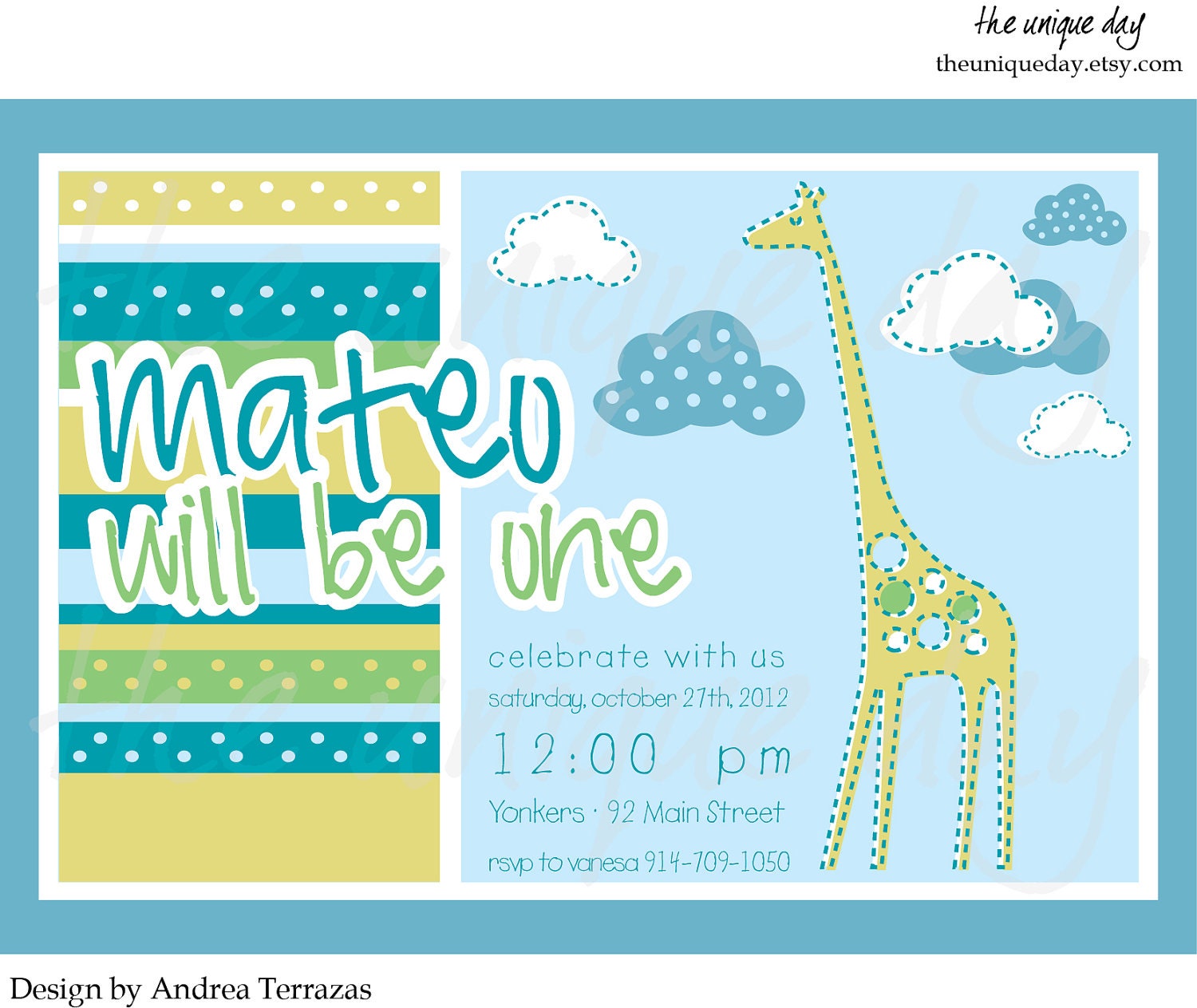 Baby Shower Invitation - Giraffe Invitation - First birthday Invitation - Custom Personalized - (Digital Print Your Own) Il_170x135