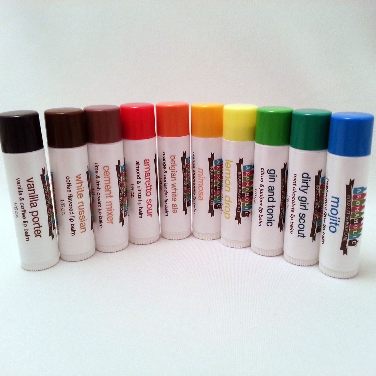 3 cocktail-flavored lip balms from Aromaholic - Mojito, White Russian, Amaretto Sour lip balm and more