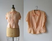vintage 1950s blouse / 50s blouse / At First Blush