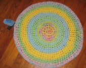 Handmade Upcycled Ts Crochet Pastels Rag Rug Baby's Room Upcycled T Shirts Sweet Nursery Crochet  OOAK  Welcome Mat