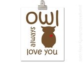 Modern Nursery -  Kids Wall Art, Children's Art Print Poster, 11x14 Print, Red, Coffee Liqueur, Brown, Owl, Woodland, Owl Always Love You