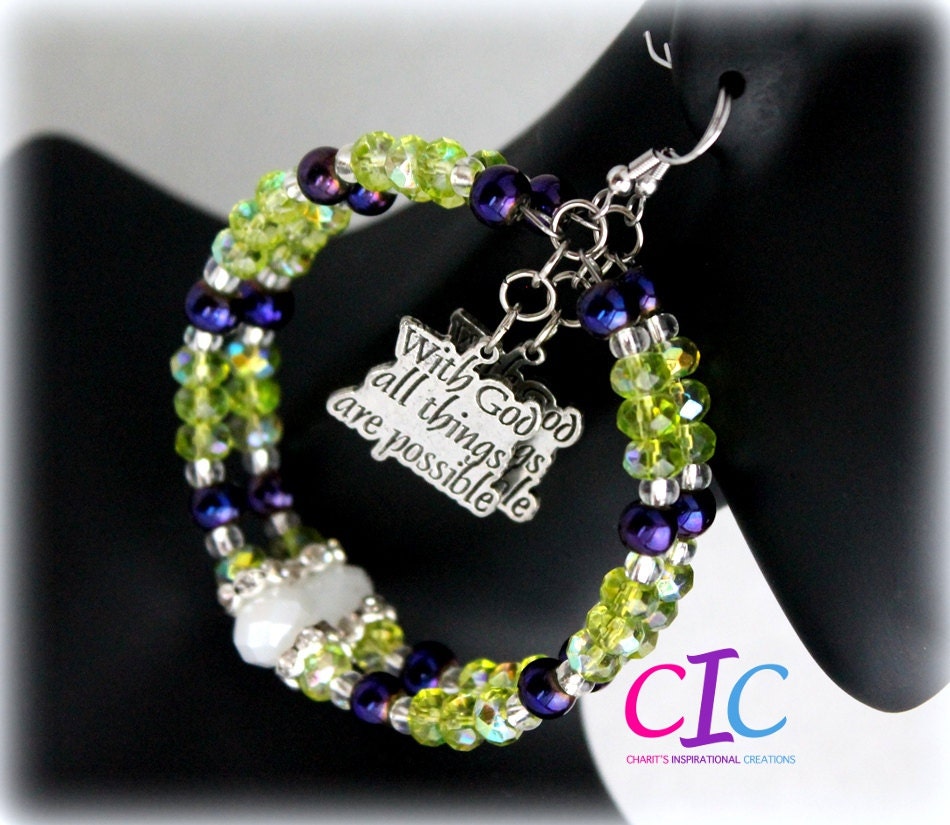 Lime Green and Purple Phil 4:13 Scripture Hoops