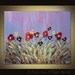 Original painting Purple with Red Poppies flowers on canvas SALE