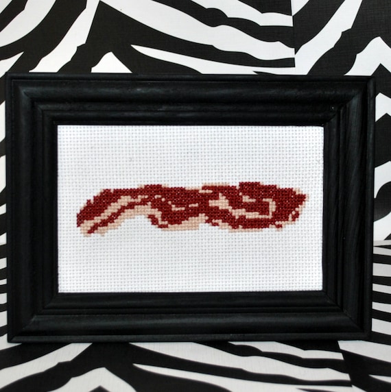 Bacon Framed Cross Stitch