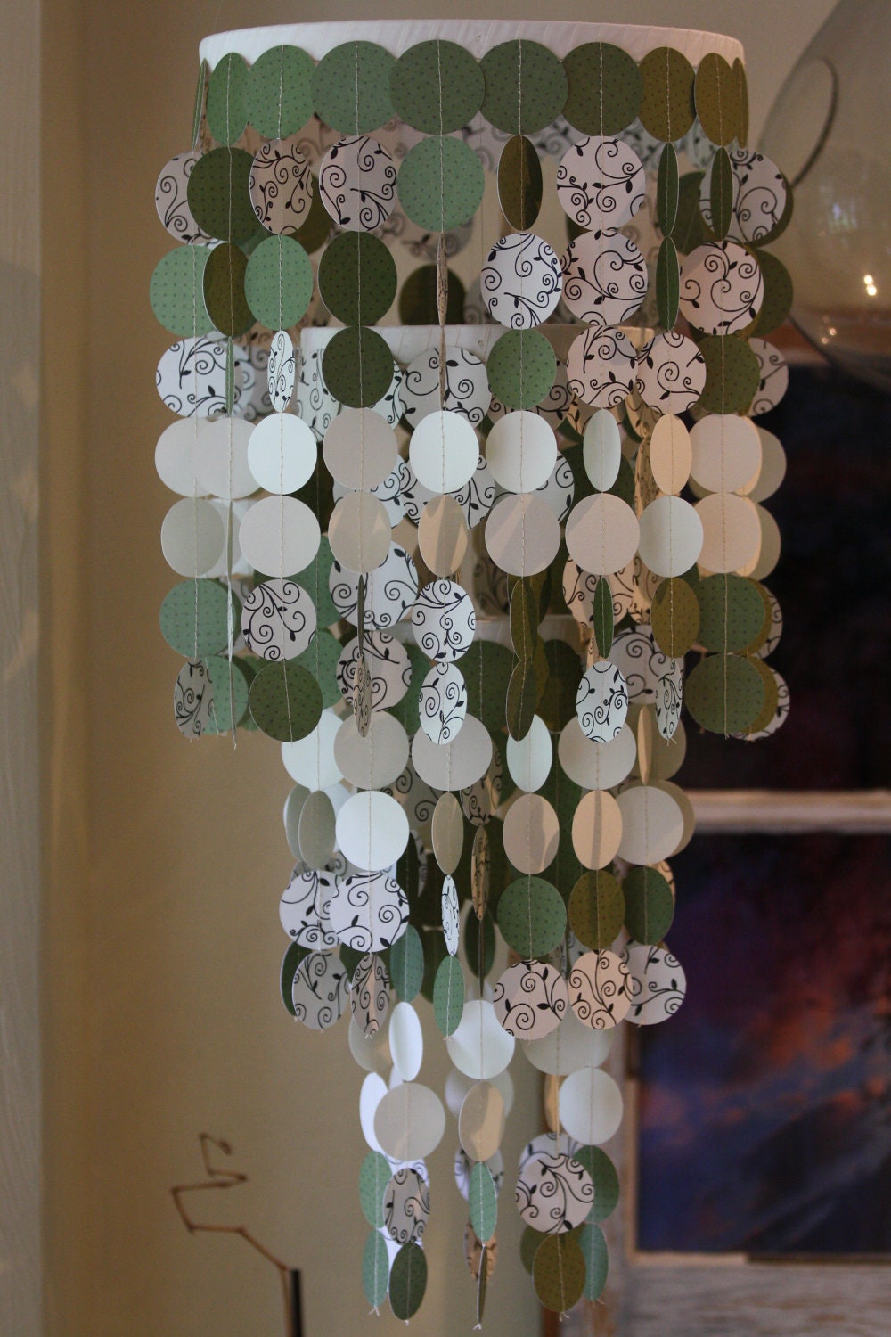 Ready to ship paper chandelier/ mobile.   Beautiful for weddings, nurseries, or party decorations.