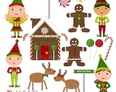 Christmas Characters Clip Art - Elf, Elves, Gingerbread, Reindeer - Personal or Commercial Use - Mistletoe (486) Il_170x135