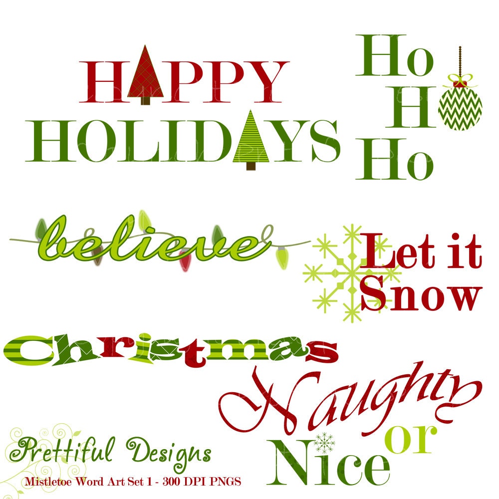 50% OFF SALE Christmas Word Art - Personal or Commercial Use - Mistletoe Set 1 (370) Il_570xn