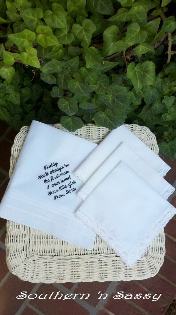 Classic  Set Of 4 Custom Embroidery Wedding Handkerchief