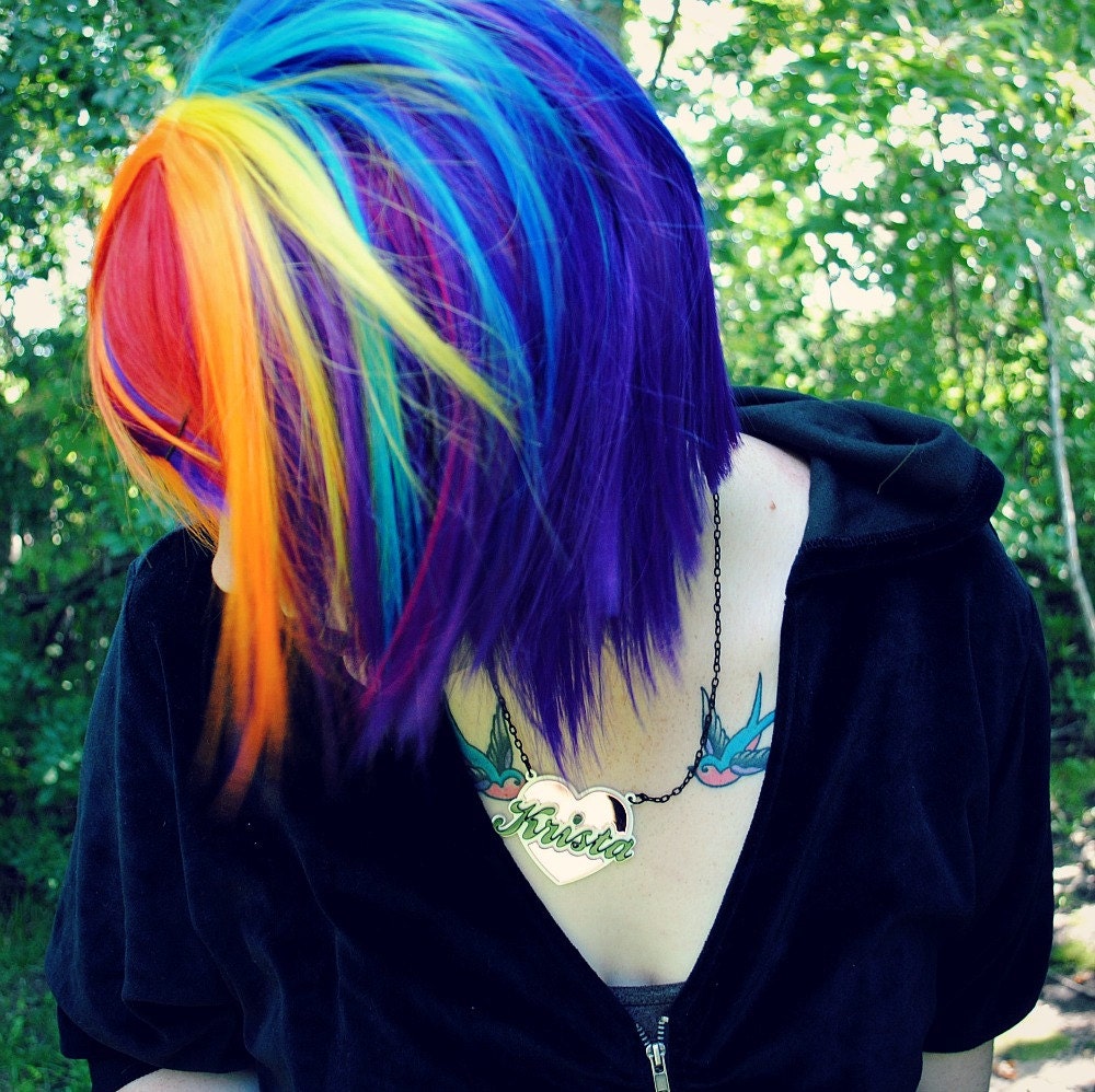 SALE - RAINBOW MAGIC wig // Red Purple Blue Yellow Pink Orange -- Scene Punk Hair