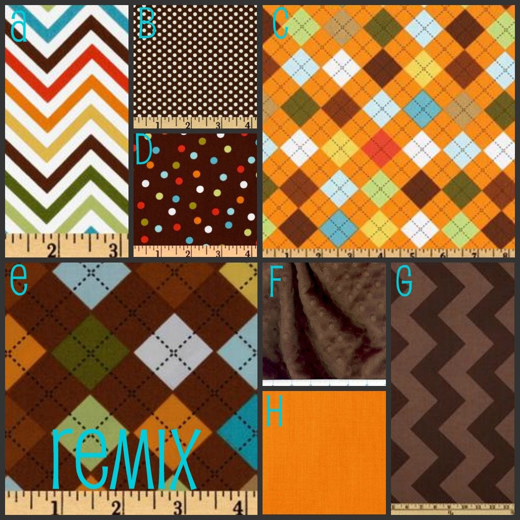 Custom Crib Bedding - 2 piece set in Remix fabric  Bumpers/Straight Box Skirt