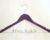 Purple Personalized Brides Wedding Dress Hanger - Painted Lapis, Eggplant, or Lavender
