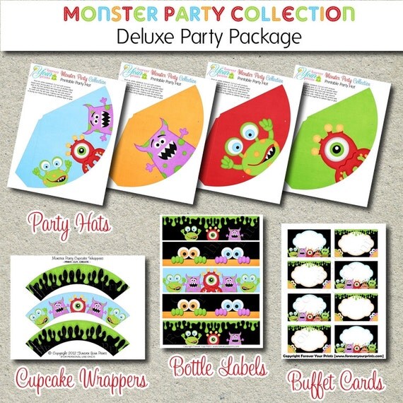 Monster Birthday Party Package - DIY Printable - DELUXE PACKAGE Il_570xn