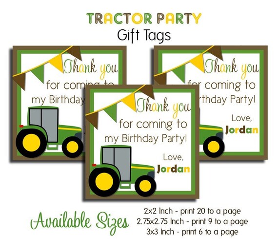 Tractor Party Gift Tags - You Print - Digital File Il_570xn