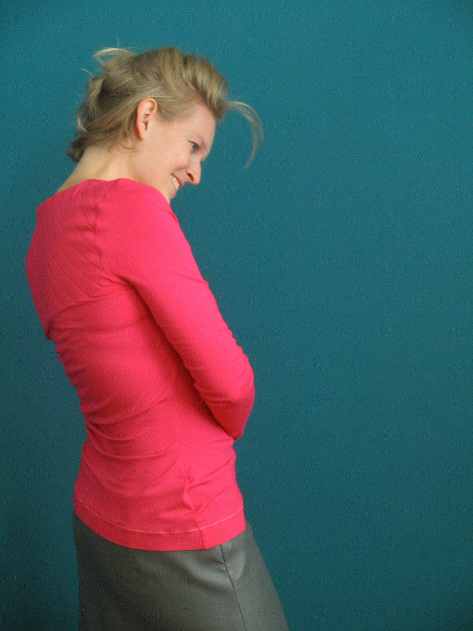 fuchsia pink long sleeve shirt