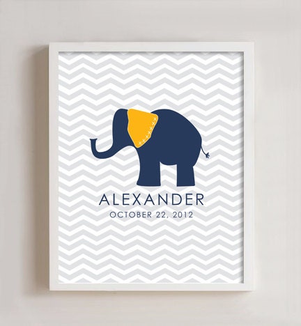 8x10 - Custom Birth Print - CHEVRON ELEPHANT Il_170x135