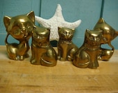 Brass Cat Family of 5 Kittens and Cats