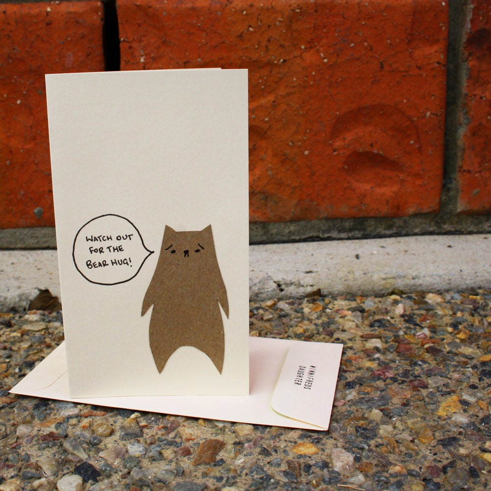 Watch Out For The Bear Hug (sad) Handmade Card by Winnifreds Daughter