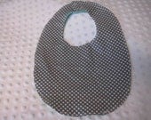 Baby/Toddler/Childrens Bibs Gray and White Small Polka Dots with Purple Back Reversible