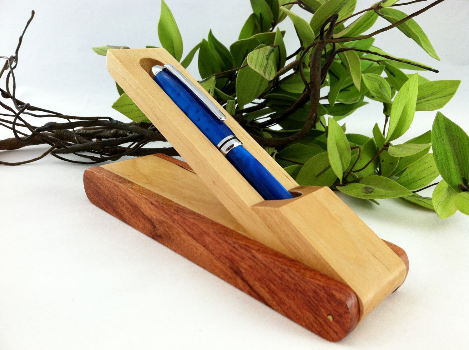 The Royal Blues Hand-Crafted Groomsmen Pen with a Two-Tone Rosewood and Maple Pen Gift Box - Free Engraving