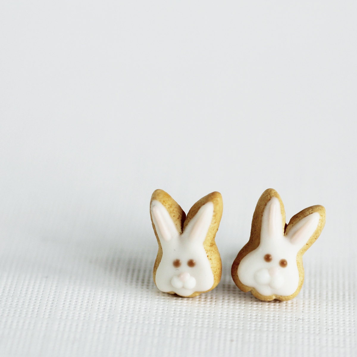 Polymer Clay Bunny Face Sugar Cookie Earrings