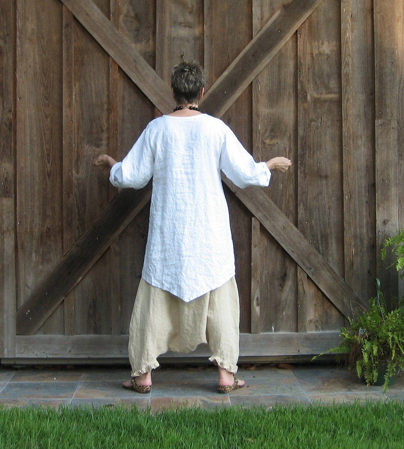 tunic washed linen in white