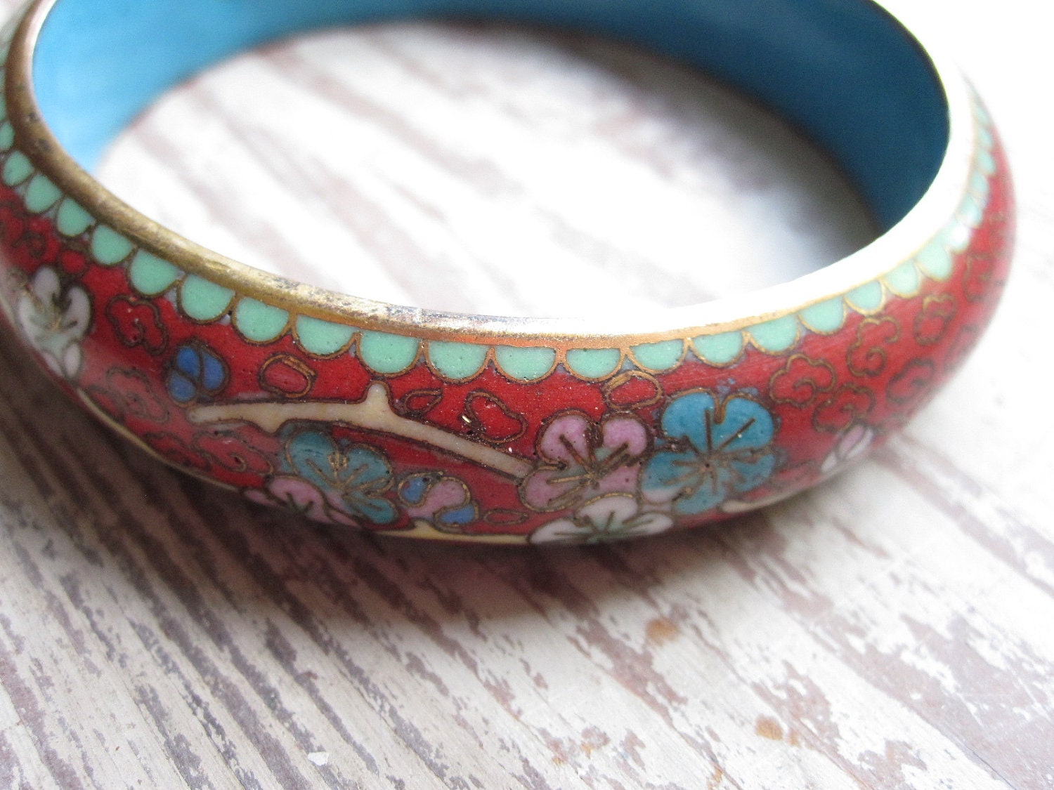 Vintage Red Cloisonne Bracelet