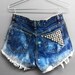 High Waisted jean shorts with rhinestuds denim cut