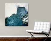 large black and white abstract painting - original fine art - metallic gold details - modern art