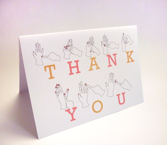 Sign Language Thank You Card by JollyGoodStudio on Etsy