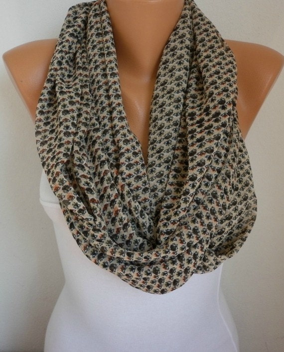 Polka dots - Infinity Scarf Shawl Circle Scarf Loop Scarf Gift -fatwoman