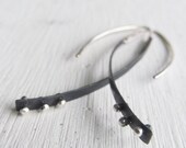 unique sterling silver threader earrings - modern oxidized earrings - matte black three button row -  handmade by lolide