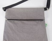 Messenger bag, large tote, unisex zipper GREY