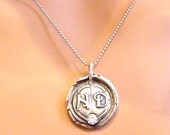 New Moms Silver Wax Seal Double Initial Necklace, Personalized Bridesmaids Pendant,  Eco-Friendly, Monogram, Birthstone