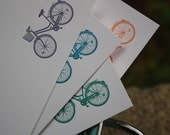 10 Bike RECIPE CARDS, set of 10. modern design (Letterpress printed, 4x6 inches) perfect gift, organize recipes