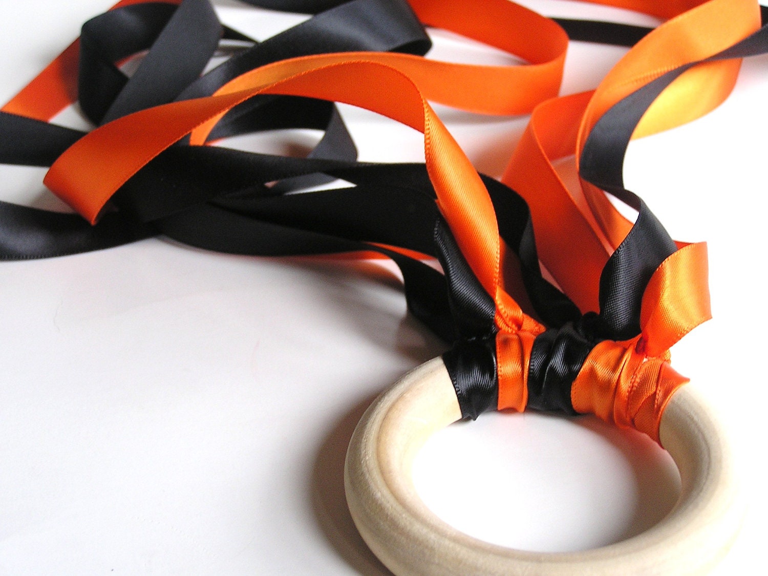 Wooden -Waldorf- Kids -Toy-Natural Wood Toy- SPOOKY- Fly Me -Hand Kite- Halloween Party Favors and More