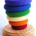 Waldorf-Stacking Toy-Baby-Teething -Natural Wood n Wool -STACKING RINGS- Educational Rainbow Teething Sensory Toy